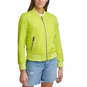 Levi's Women's Front Zip Up Melanie Bomber Jacket Size S Lime Punch Color
